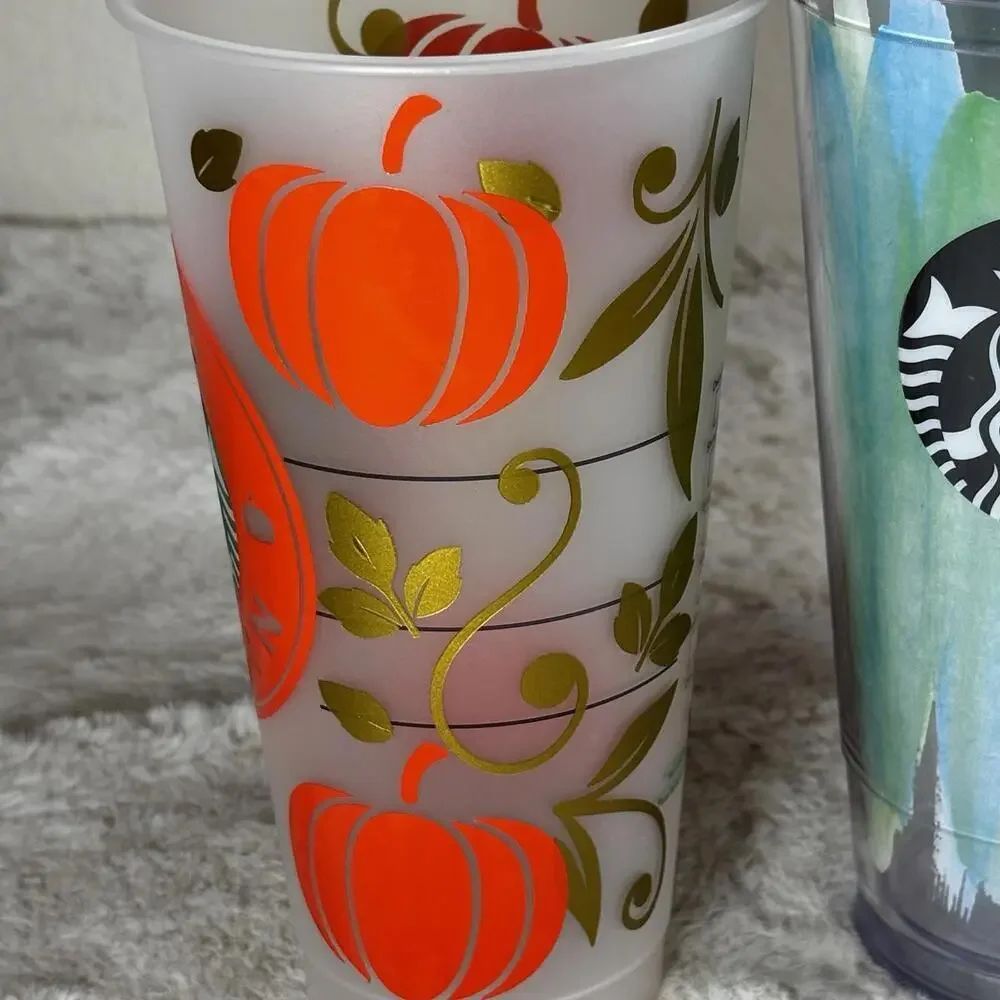 Starbucks Cold Cup Bundle | Hello Pumpkin, Watercolor Tumbler, Refresh Pink